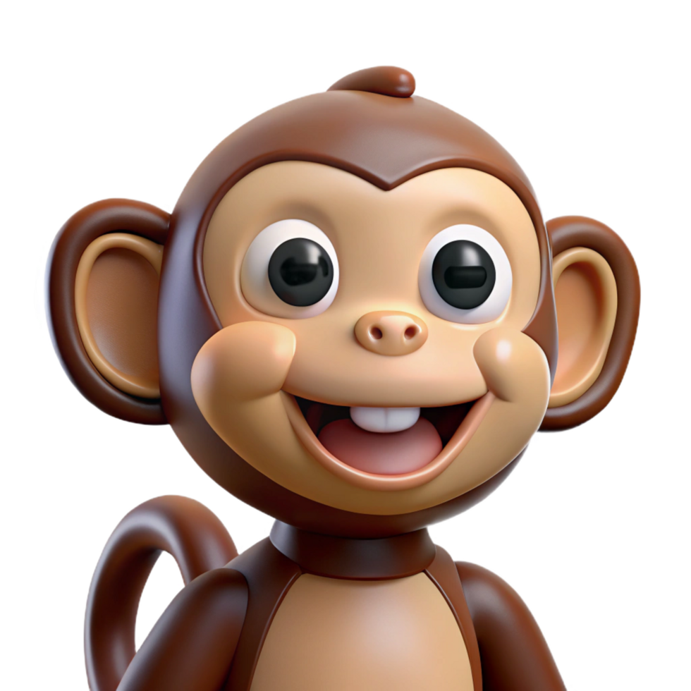 signature rustic Monkey, playful expression, NO BACKGROUND with Transparent Background. handcrafted png