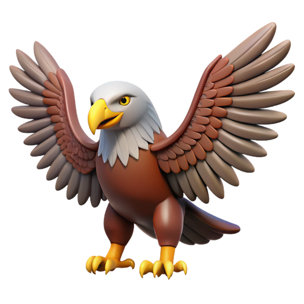 whimsical wonderful Eagle, wings spread, NO BACKGROUND with Transparent Background. top-tier png