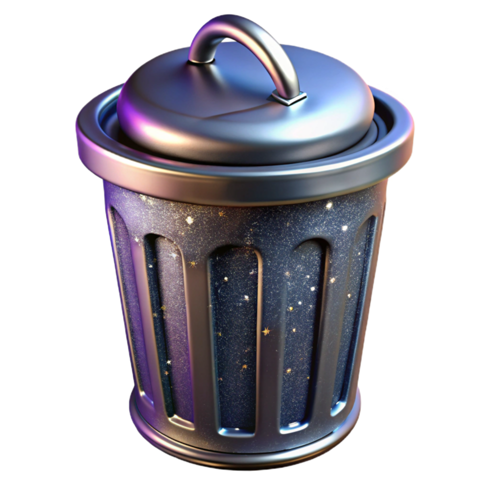 extraordinary minimalist Metal Trash Can with Lid Cutout high quality png