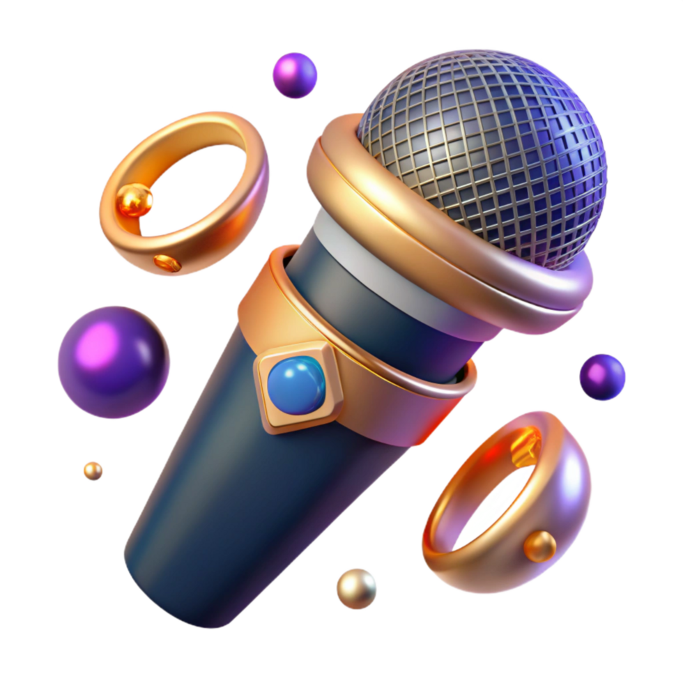 vibrant classic Microphone Cutout with Retro Style Isolated png