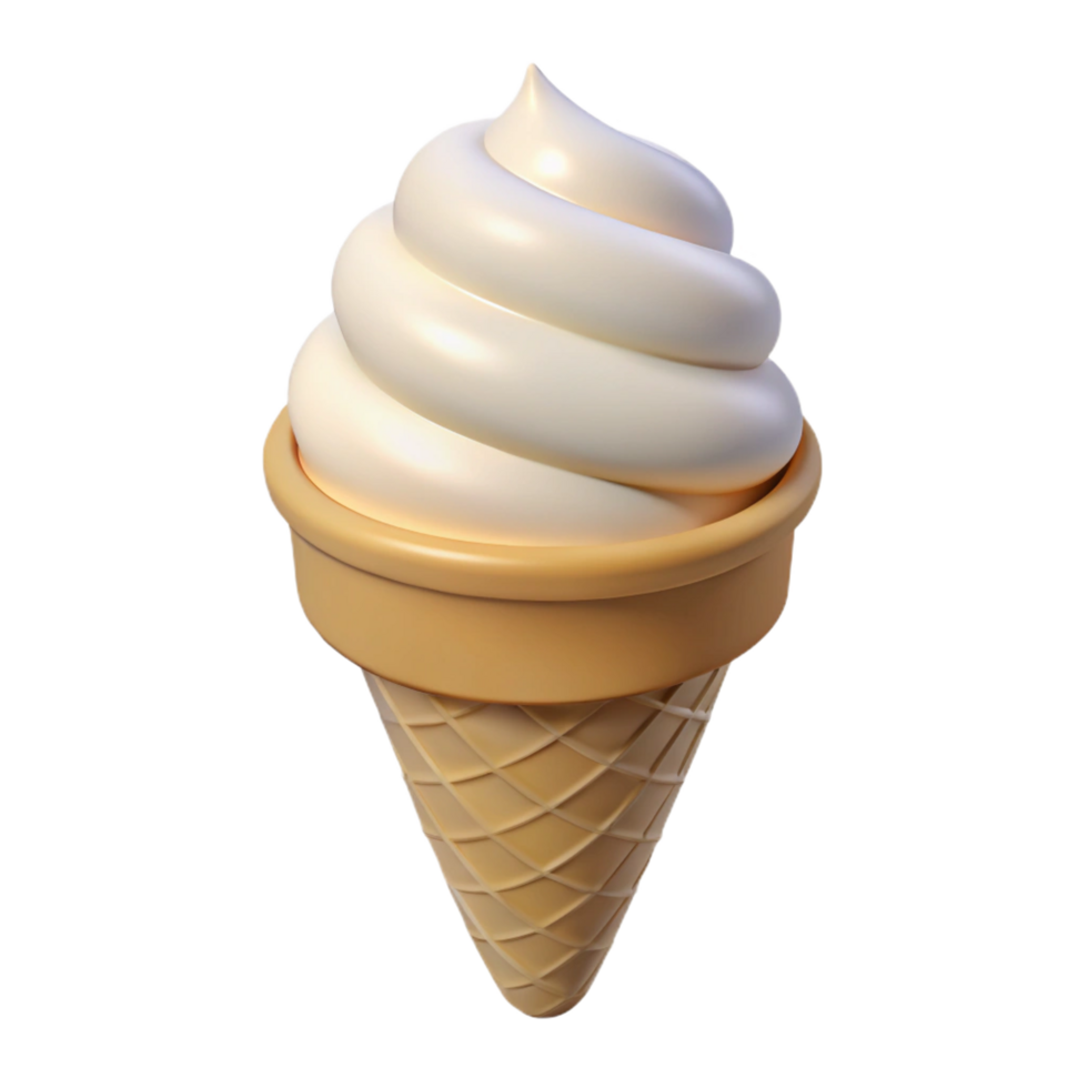 magnificent ethereal minimalist Ice cream cone, vanilla, NO BACKGROUND with Transparent Background. high resolution png