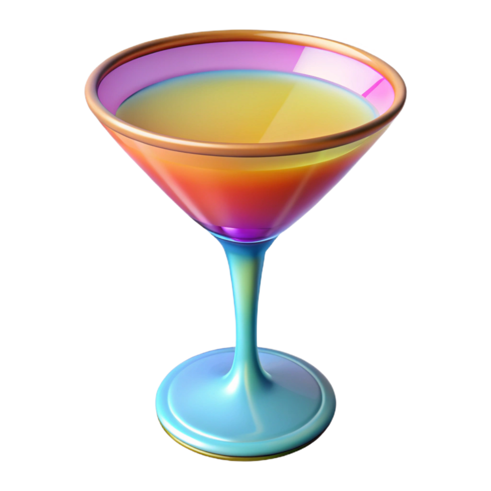 extraordinary notable Cocktail glass, colorful, NO BACKGROUND with Transparent Background. png