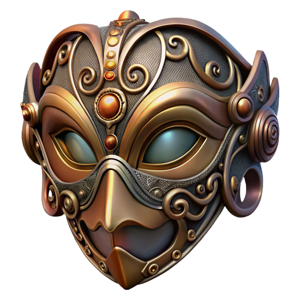 enchanting sought-after Steampunk mask with intricate filigree design and tinted lenses. NO BACKGROUND with Transparent Background. png