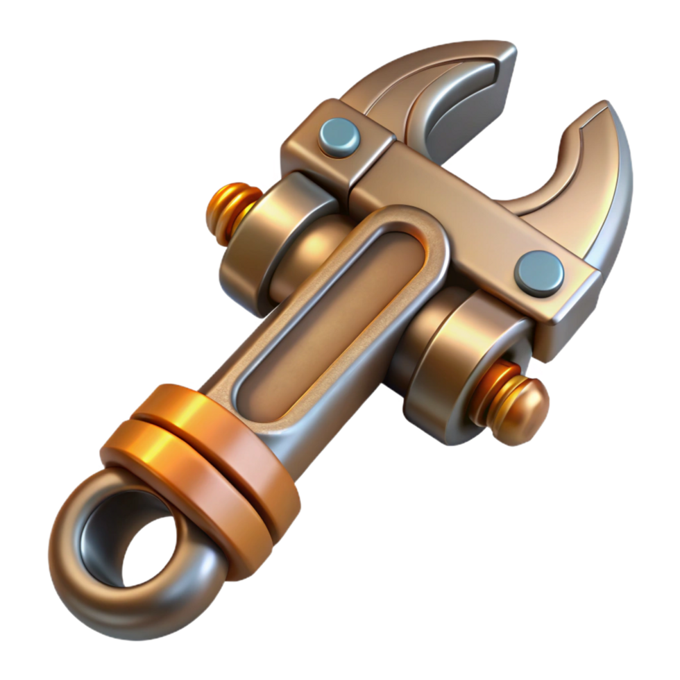 mysterious alluring Steampunk wrench with adjustable jaws and ornate handle. NO BACKGROUND with Transparent Background. perfect clarity png