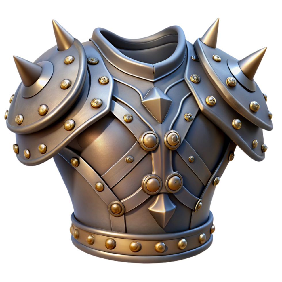 unparalleled victorian Steampunk shoulder pads with intricate metalwork and spikes. NO BACKGROUND with Transparent Background. handcrafted png