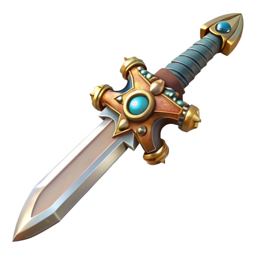 immaculate baroque Steampunk sword with ornate hilt and serrated blade. NO BACKGROUND with Transparent Background. expertly shot png