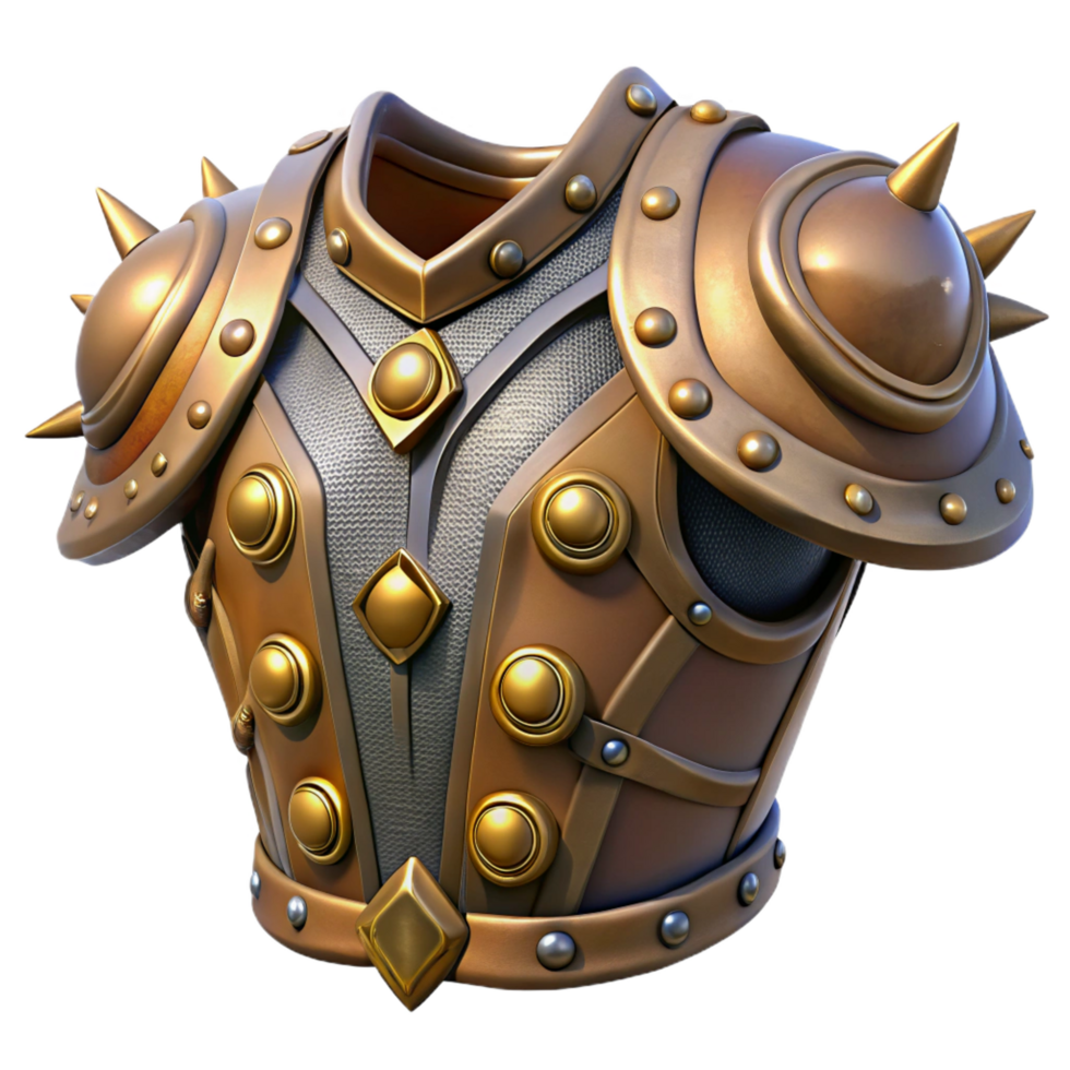 impressive renaissance Steampunk shoulder pads with intricate metalwork and spikes. NO BACKGROUND with Transparent Background. masterfully captured png
