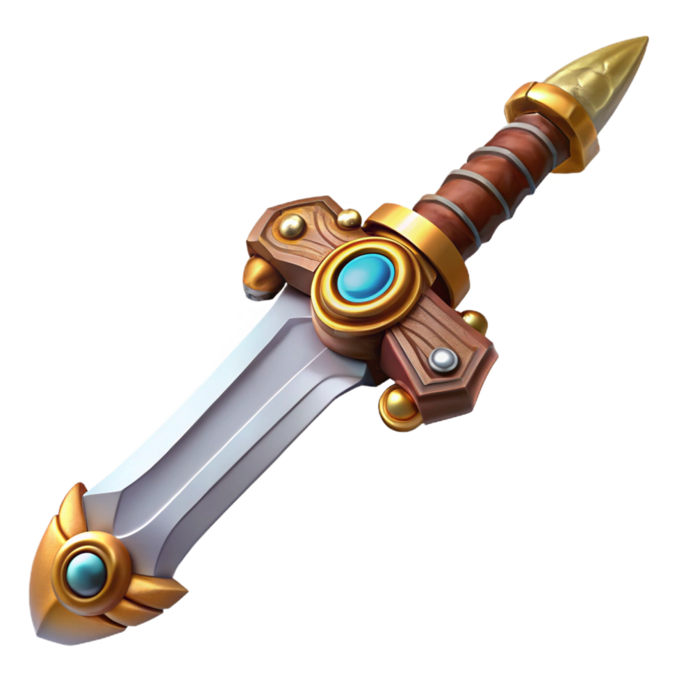 unparalleled renaissance Steampunk sword with ornate hilt and serrated blade. NO BACKGROUND with Transparent Background. studio quality png
