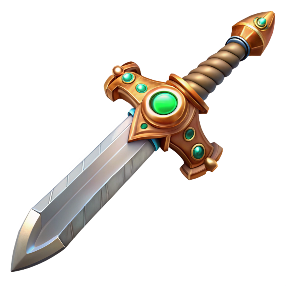signature retro Steampunk sword with ornate hilt and serrated blade. NO BACKGROUND with Transparent Background. authentic png