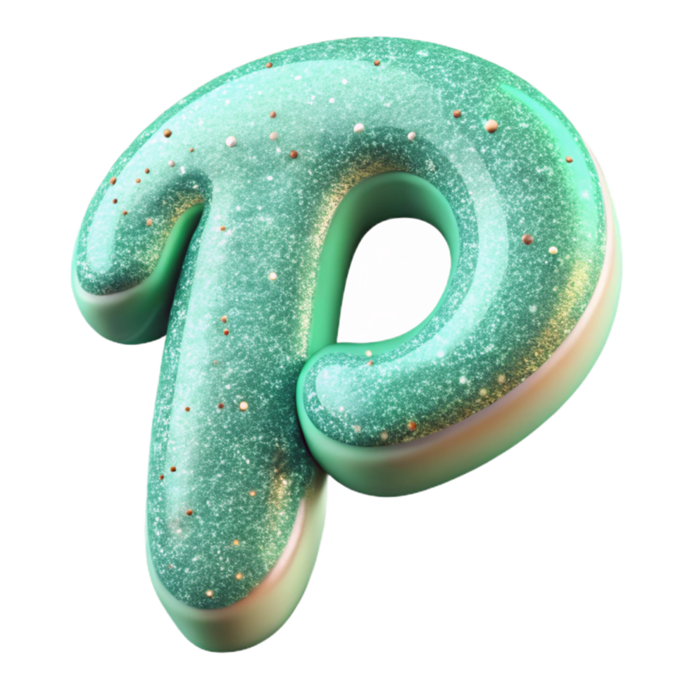impressive abstract Mint Green Handwritten Font Letter P Isolated on Transparent Background exclusive png