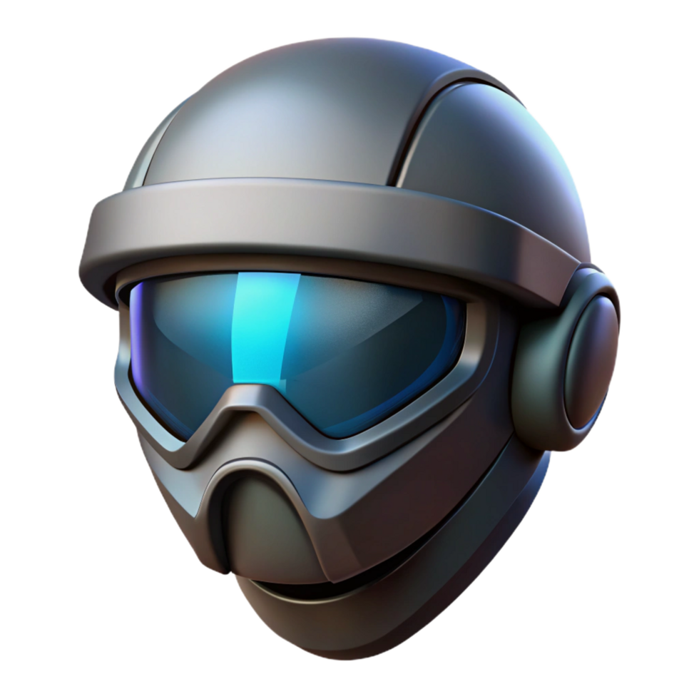 energetic enchanting Futuristic soldier helmet, visor down, sleek design, matte black finish NO BACKGROUND with Transparent Background. crisp png