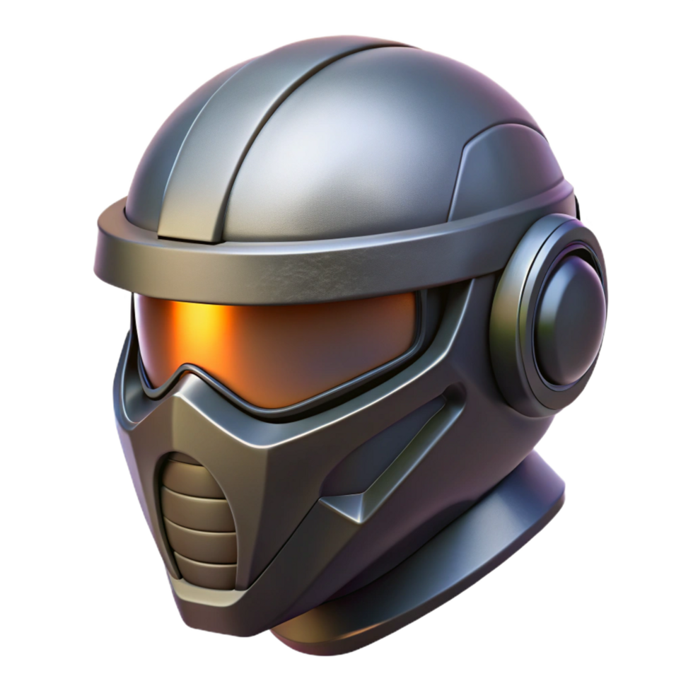 exquisite harmonious gothic Futuristic soldier helmet, visor down, sleek design, matte black finish NO BACKGROUND with Transparent Background. sharp png