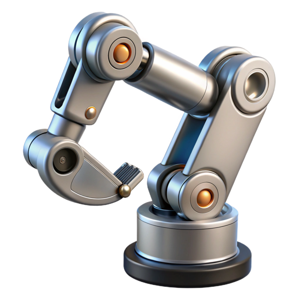 enchanting tranquil bohemian Advanced robotic arm, chrome finish, multiple joints, articulated fingers NO BACKGROUND with Transparent Background. expertly shot png