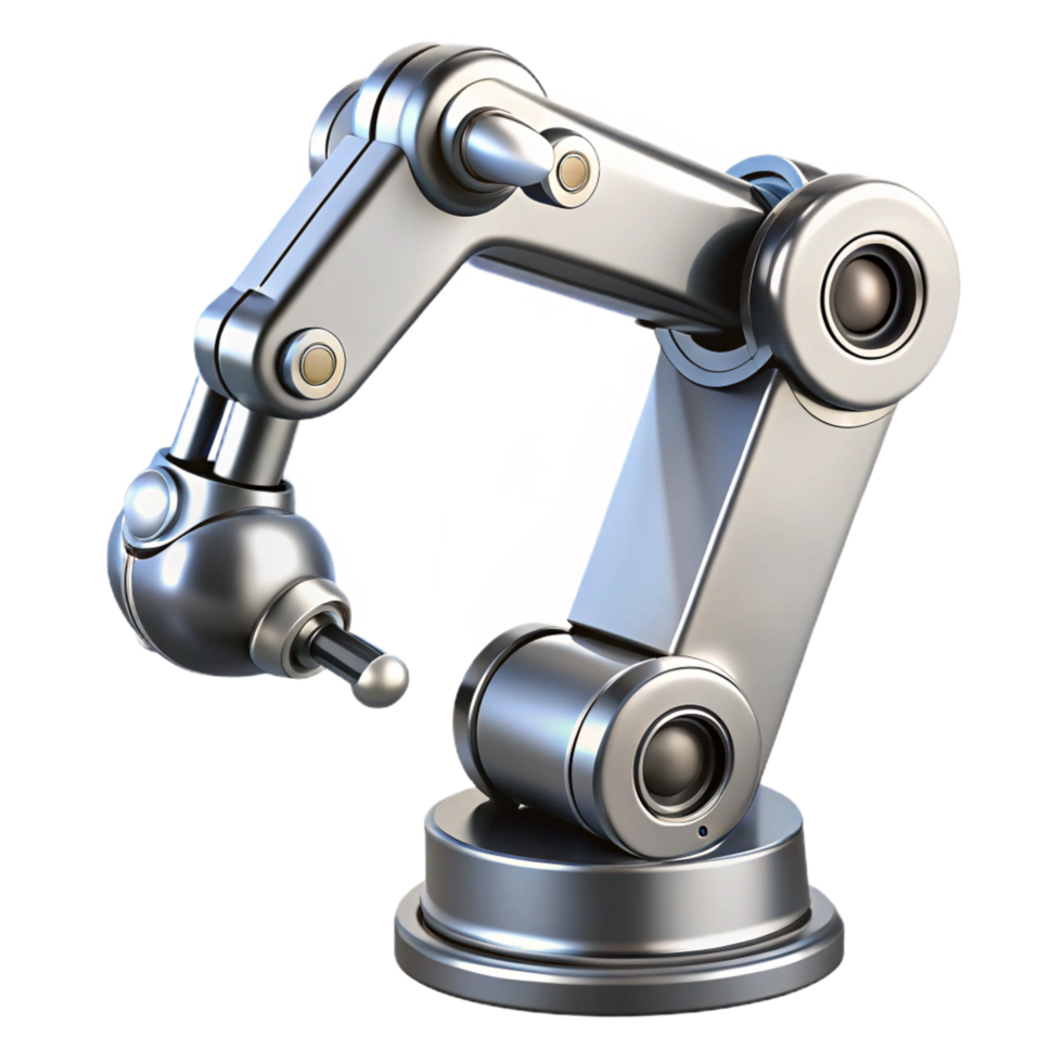 sought-after baroque Advanced robotic arm, chrome finish, multiple joints, articulated fingers NO BACKGROUND with Transparent Background. elite png