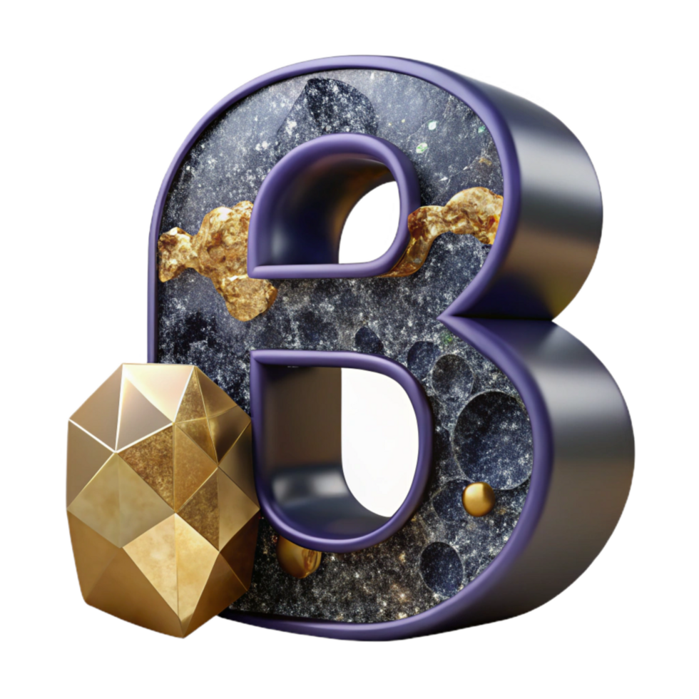 vibrant abstract Modern Block Letter B Transparent Background premium png
