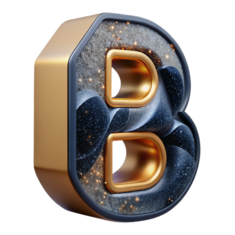 serene creative Modern Block Letter B Transparent Background detailed png