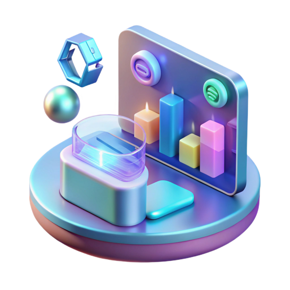 rare impressionist Holographic display, floating interface, data streams, interactive icons NO BACKGROUND with Transparent Background. studio quality png