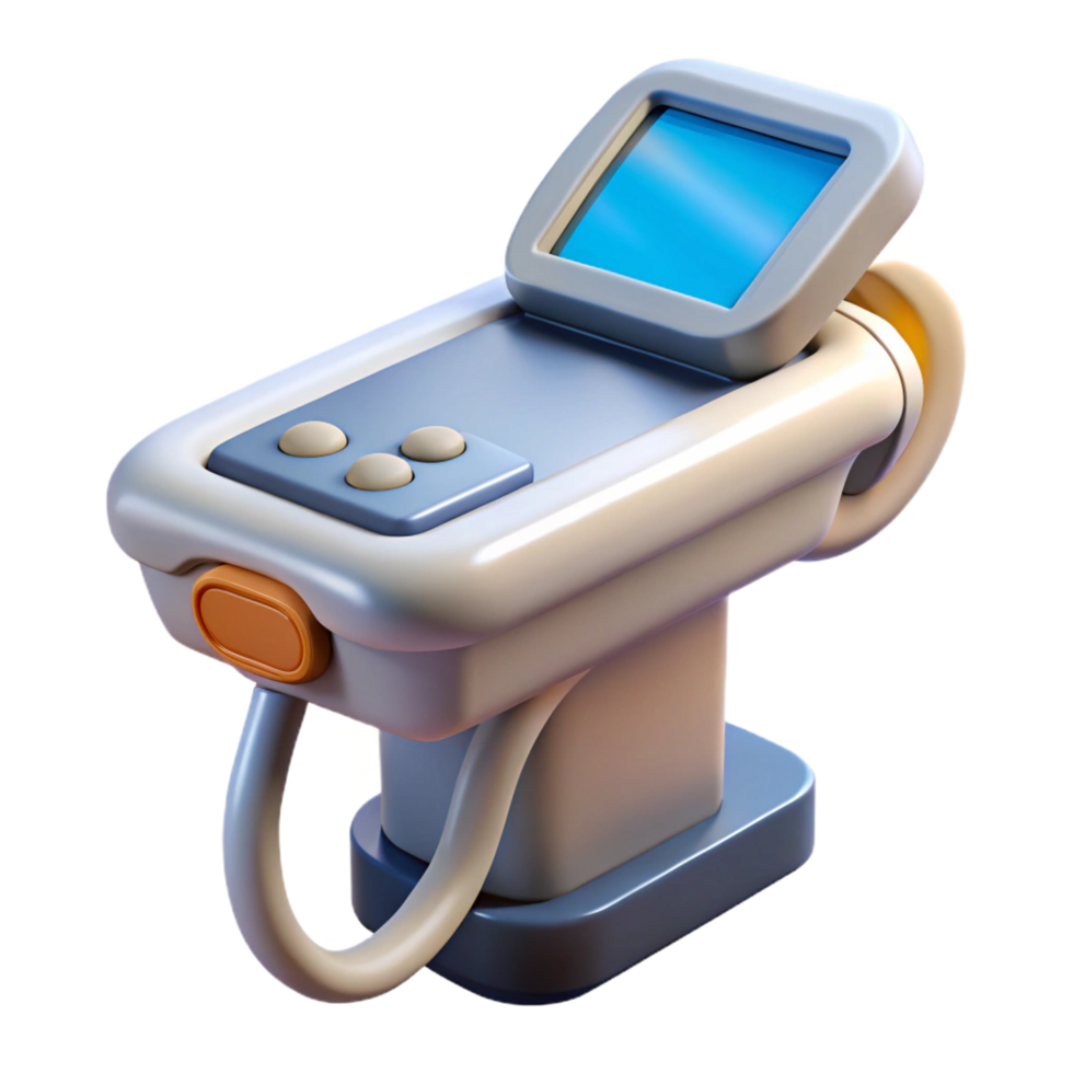 vibrant romantic rustic Advanced medical scanner, handheld device, digital display, ergonomic grip NO BACKGROUND with Transparent Background. handcrafted png