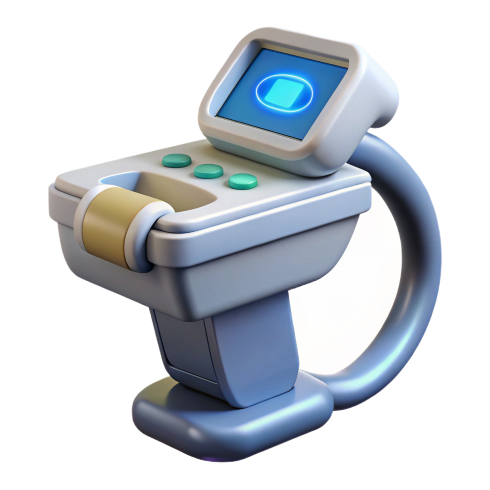 radiant organic Advanced medical scanner, handheld device, digital display, ergonomic grip NO BACKGROUND with Transparent Background. perfect clarity png