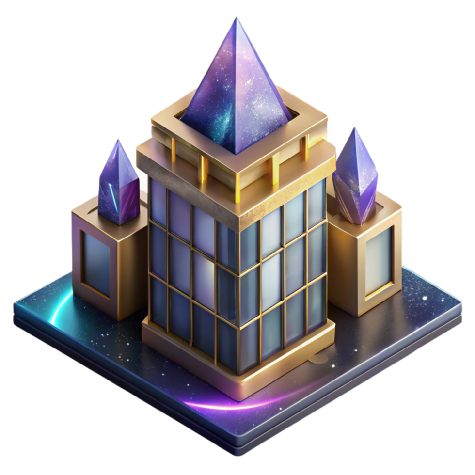 serene contemporary Modern Building Isometric View Element premium png