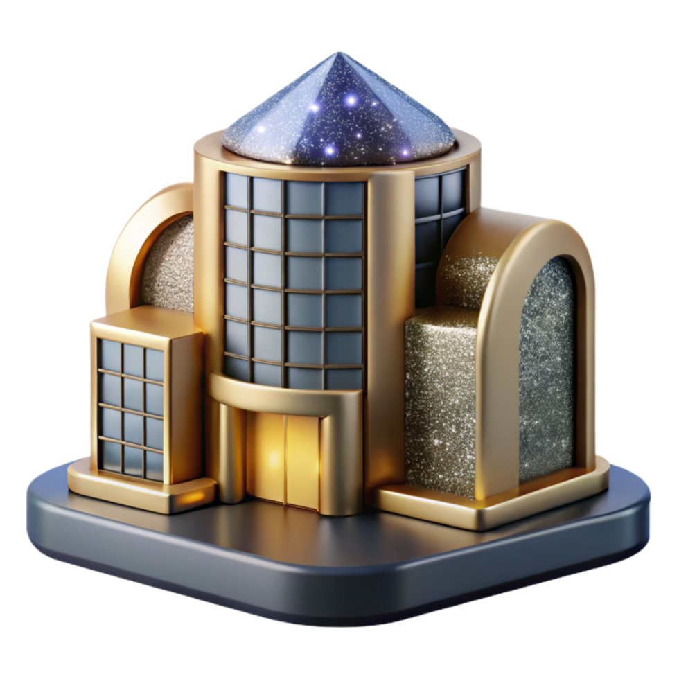 stunning minimalist Modern Building Iconography Isolated on Transparent Background professional png
