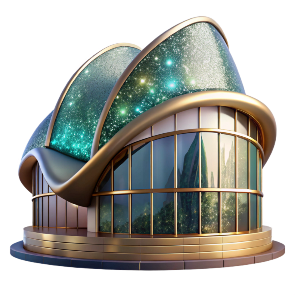 serene contemporary Modern Building with Curved Facade Transparent Background authentic png