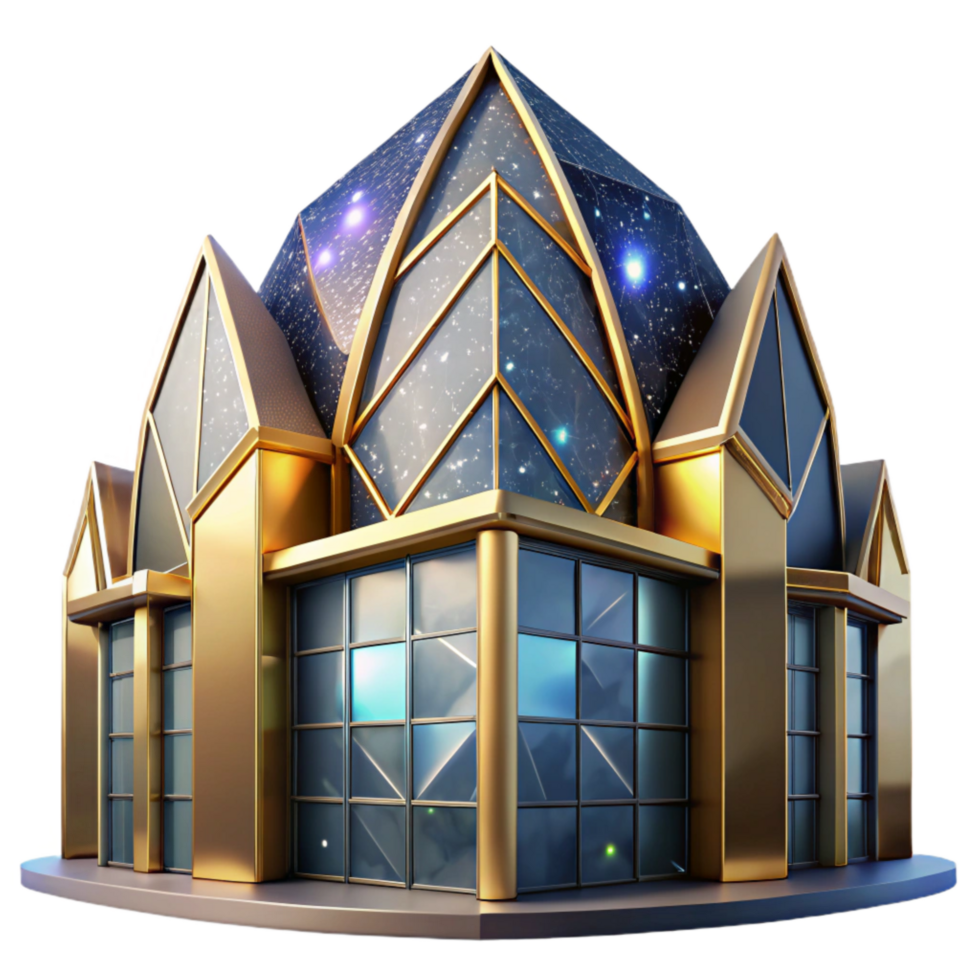 elegant classic Modern Building with Geometric Facade Isolated Element premium png