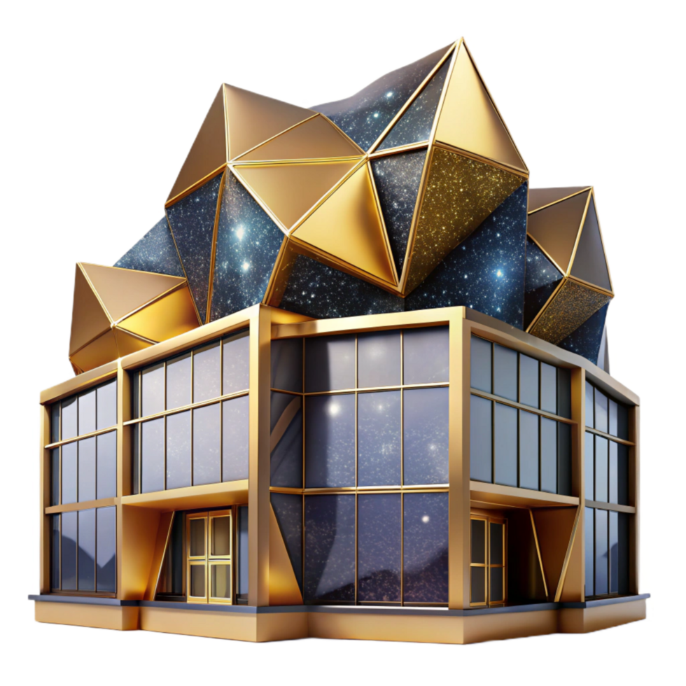elegant traditional Modern Building with Geometric Facade Isolated Element exclusive png
