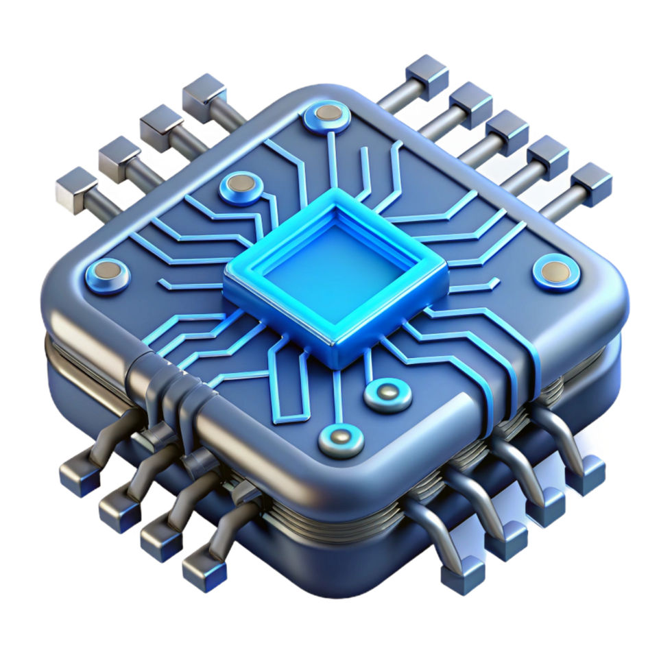 signature urban Cyberpunk data chip, glowing circuits, intricate design, metallic casing NO BACKGROUND with Transparent Background. premium png