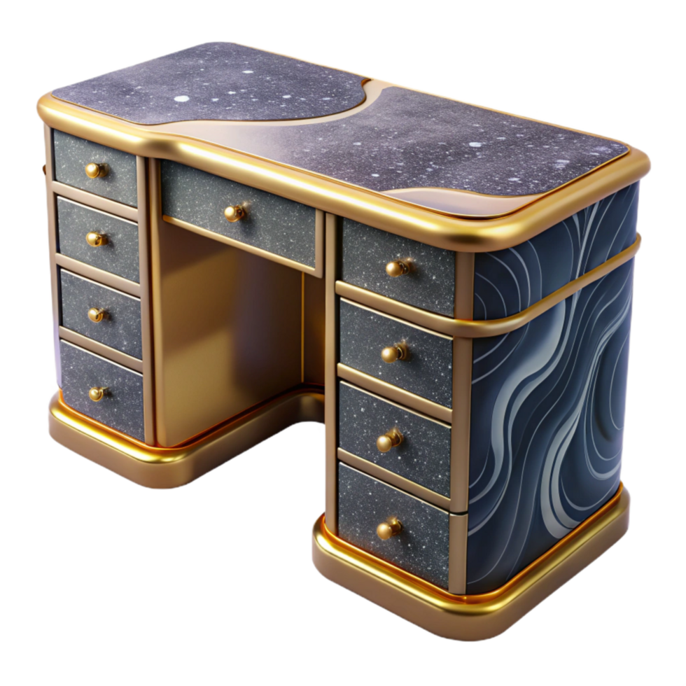 beautiful abstract Modern Desk 3d Model with Drawers Isolated professional png