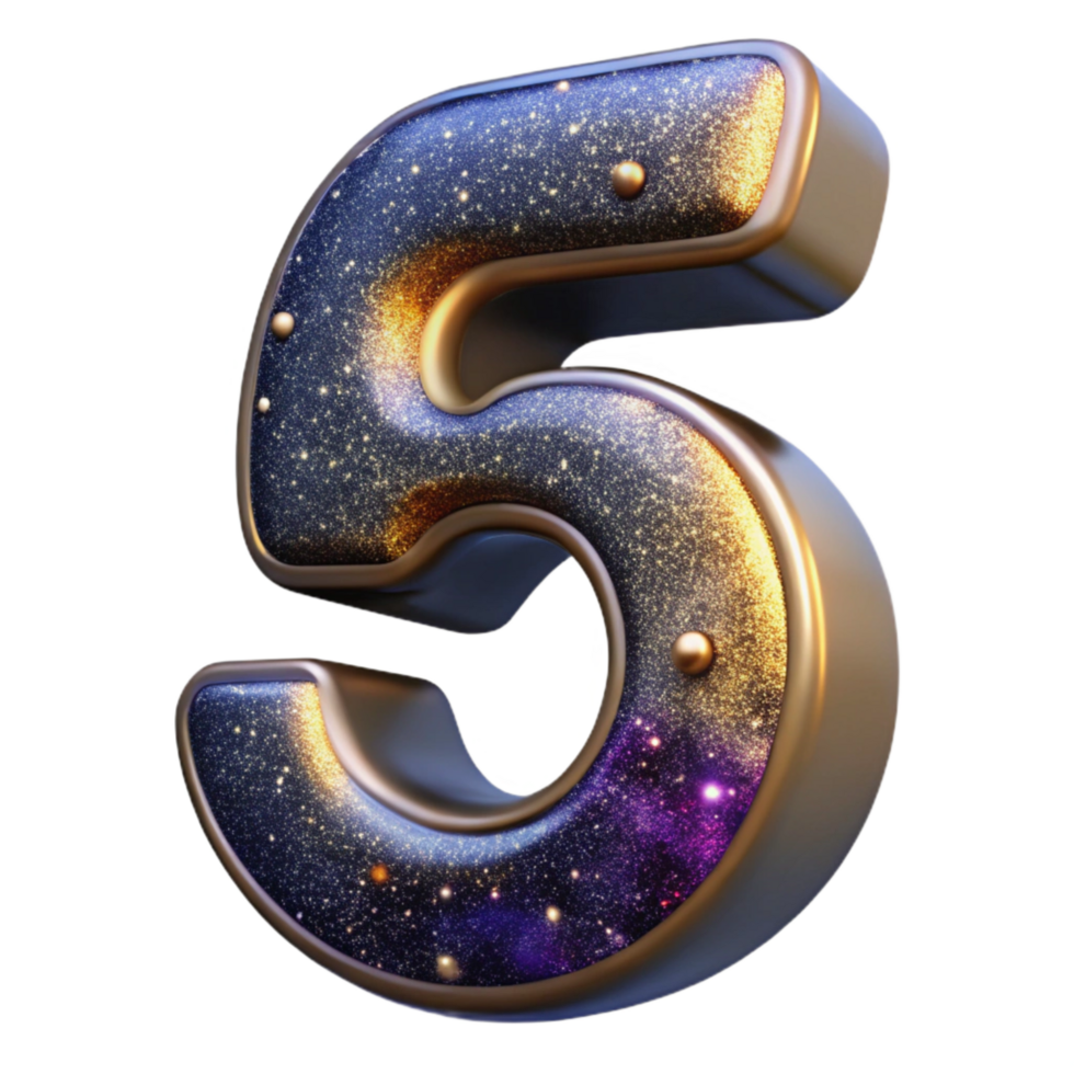 elegant abstract Modern Font Number Five Cutout genuine png