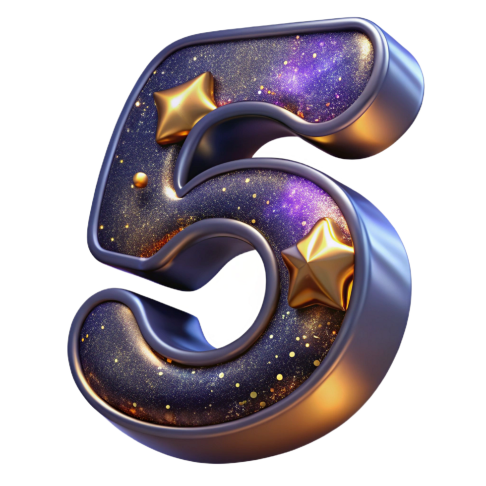 dramatic abstract Modern Font Number Five Cutout high resolution png