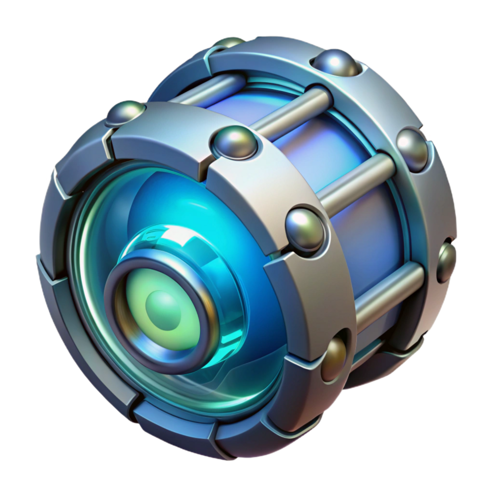 extraordinary memorable Sci-fi energy cell, glowing core, futuristic design, transparent casing NO BACKGROUND with Transparent Background. png