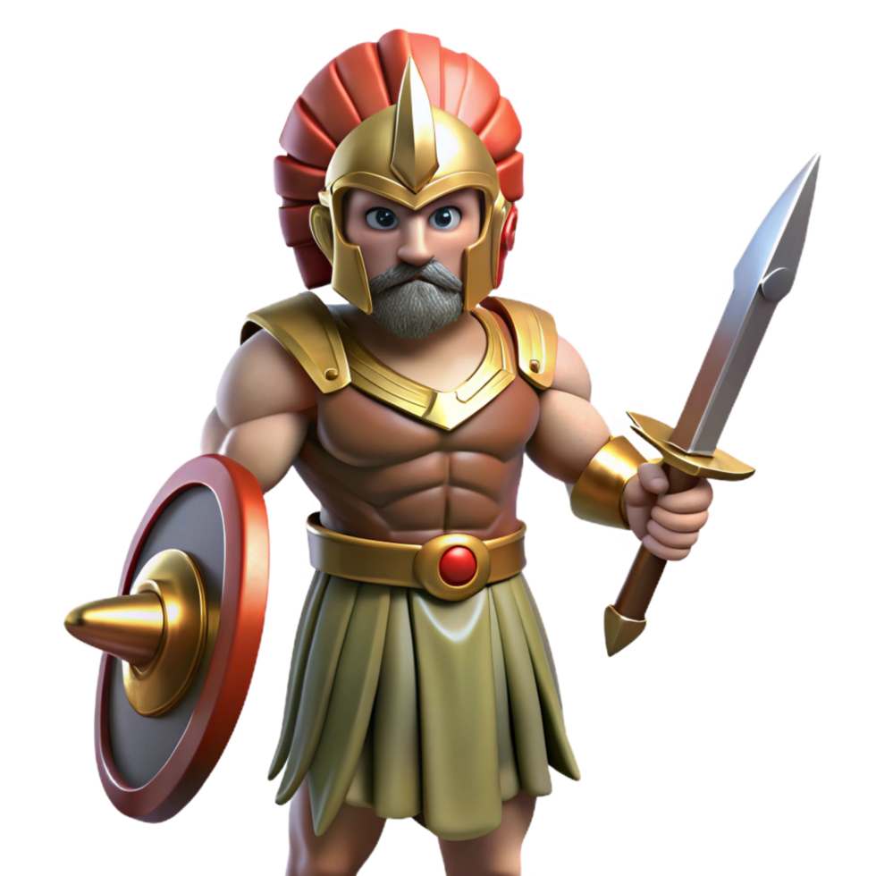 melancholic fascinating Ares, god of war, holding sword, NO BACKGROUND with Transparent Background. artisan png