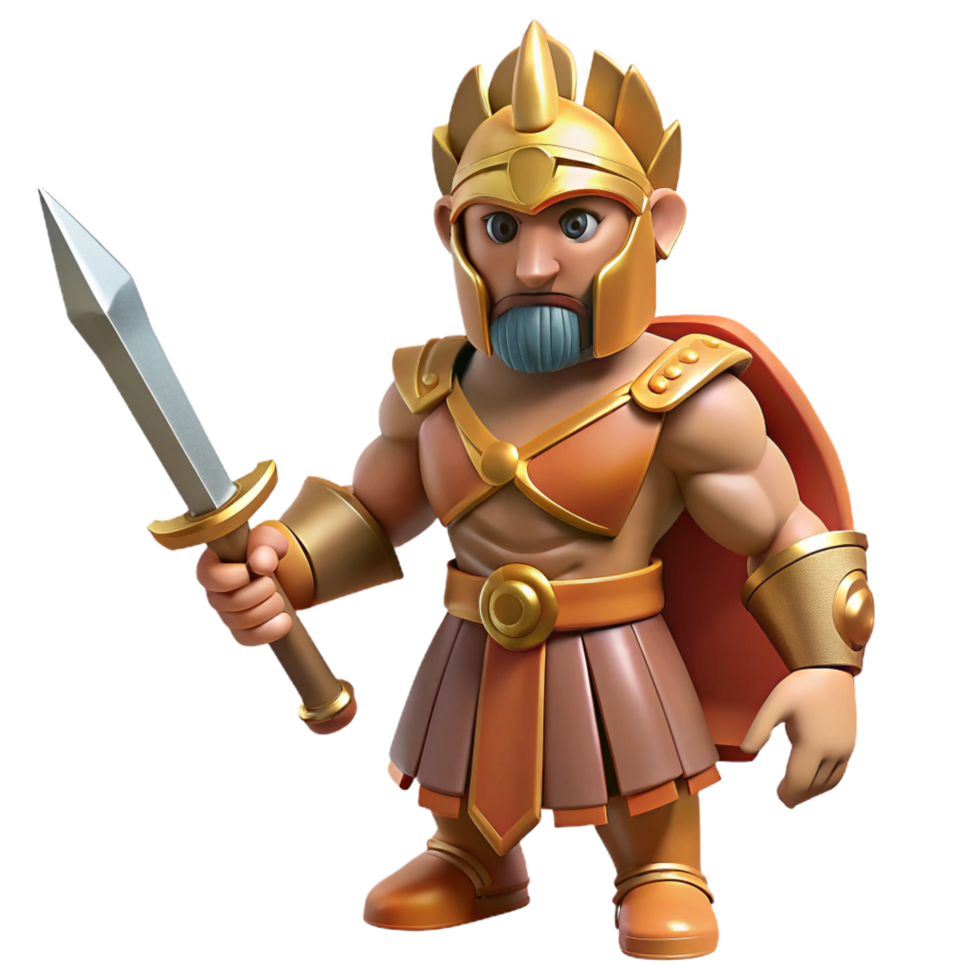 notable traditional Ares, god of war, holding sword, NO BACKGROUND with Transparent Background. high resolution png