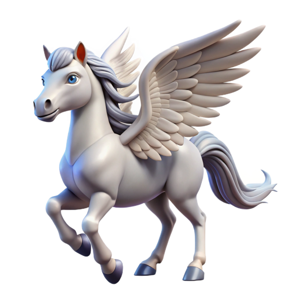 gorgeous iconic Pegasus, winged horse, mythical creature, NO BACKGROUND with Transparent Background. png