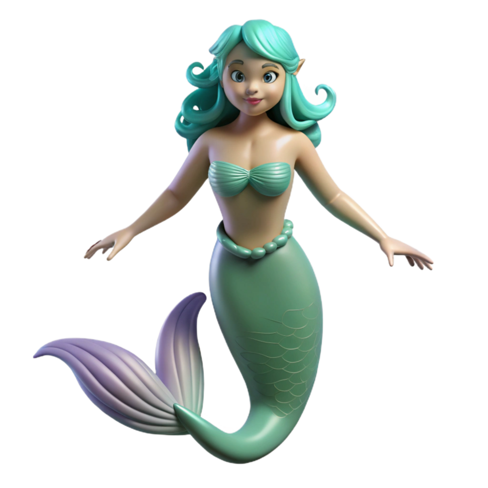 mysterious serene Nereid, sea nymph, mythical creature, NO BACKGROUND with Transparent Background. high resolution png