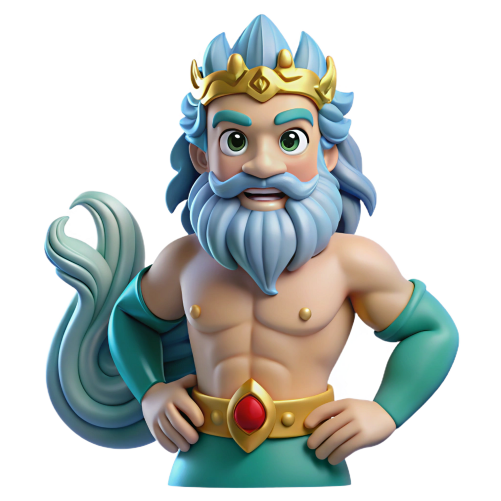 ethereal impressive Triton, mythical sea god, son of Poseidon, NO BACKGROUND with Transparent Background. gallery standard png