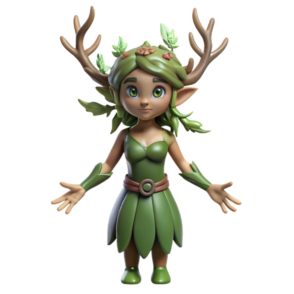 timeless traditional Dryad, tree nymph, mythical creature, NO BACKGROUND with Transparent Background. high resolution png