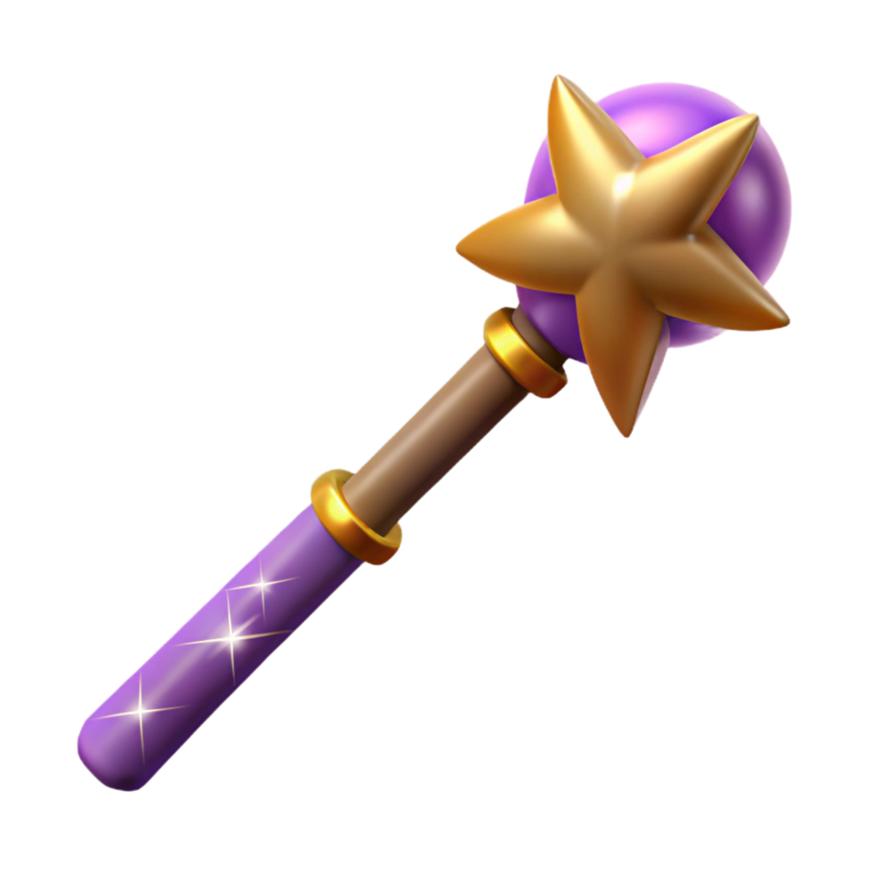 unparalleled mid-century Magic wand, wizard's tool, spellcasting, NO BACKGROUND with Transparent Background. museum quality png