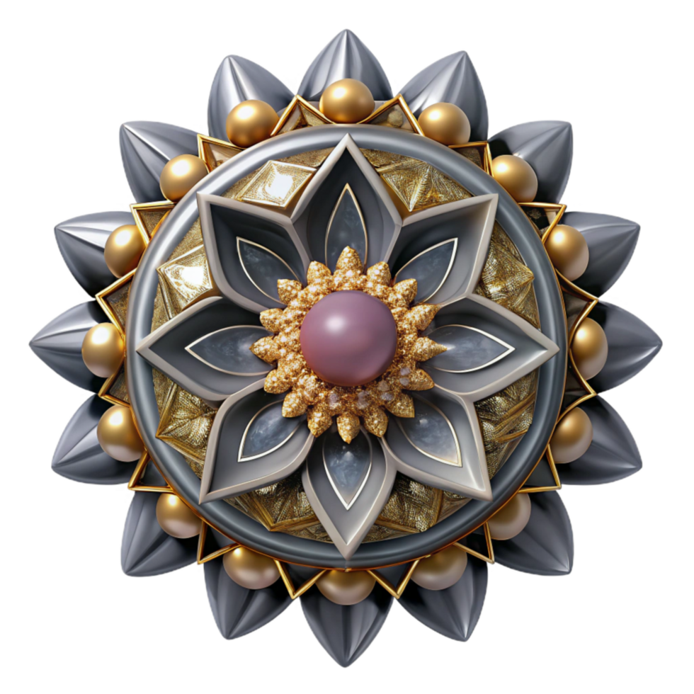 serene modern Modern Mandala with Abstract Shapes Gray Transparent exclusive png