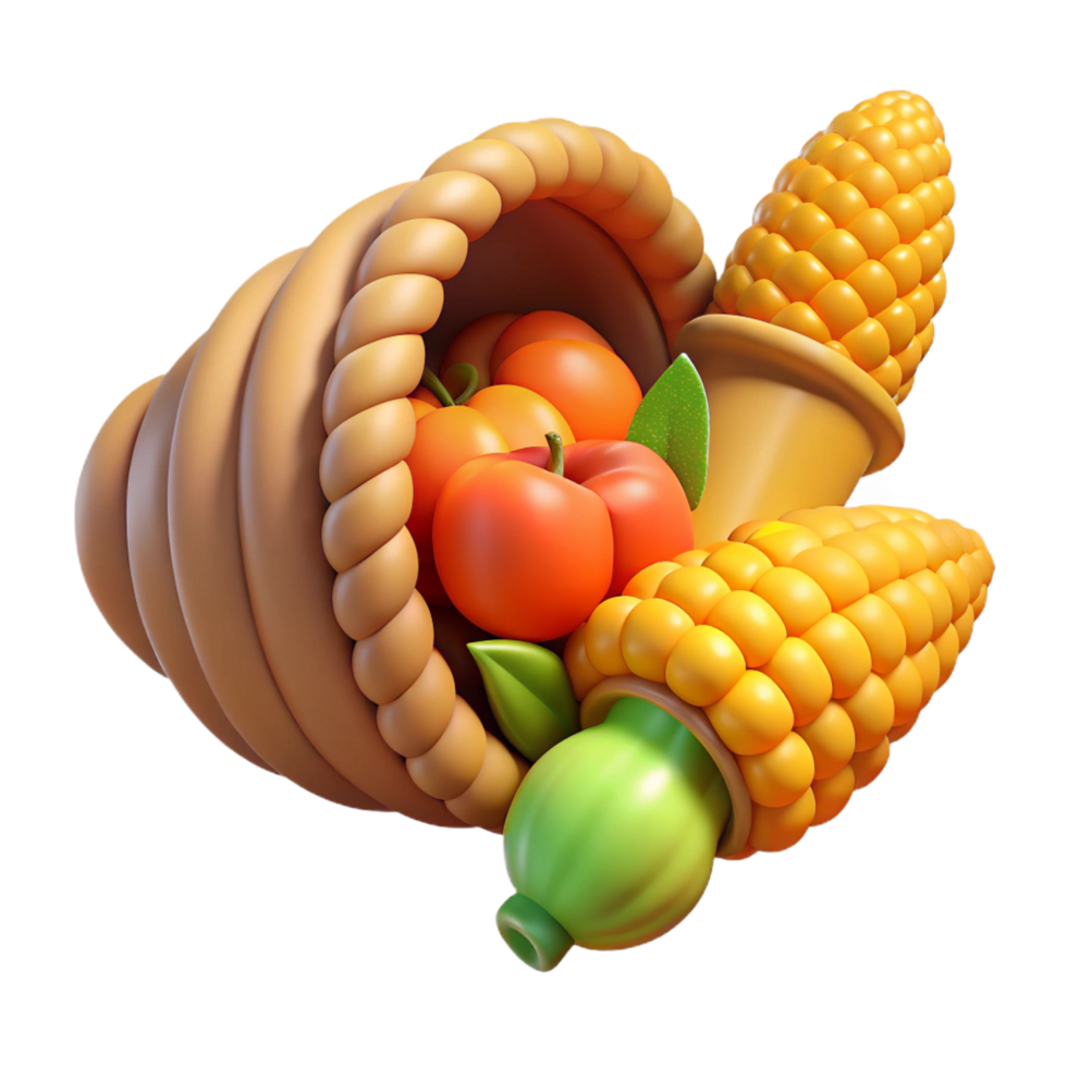 energetic glorious Cornucopia, horn of plenty, abundance symbol, NO BACKGROUND with Transparent Background. original png