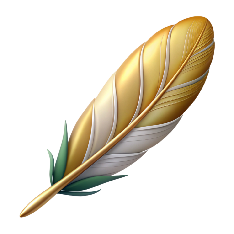 exquisite unparalleled Griffin feather, mythical bird part, magical property, NO BACKGROUND with Transparent Background. png