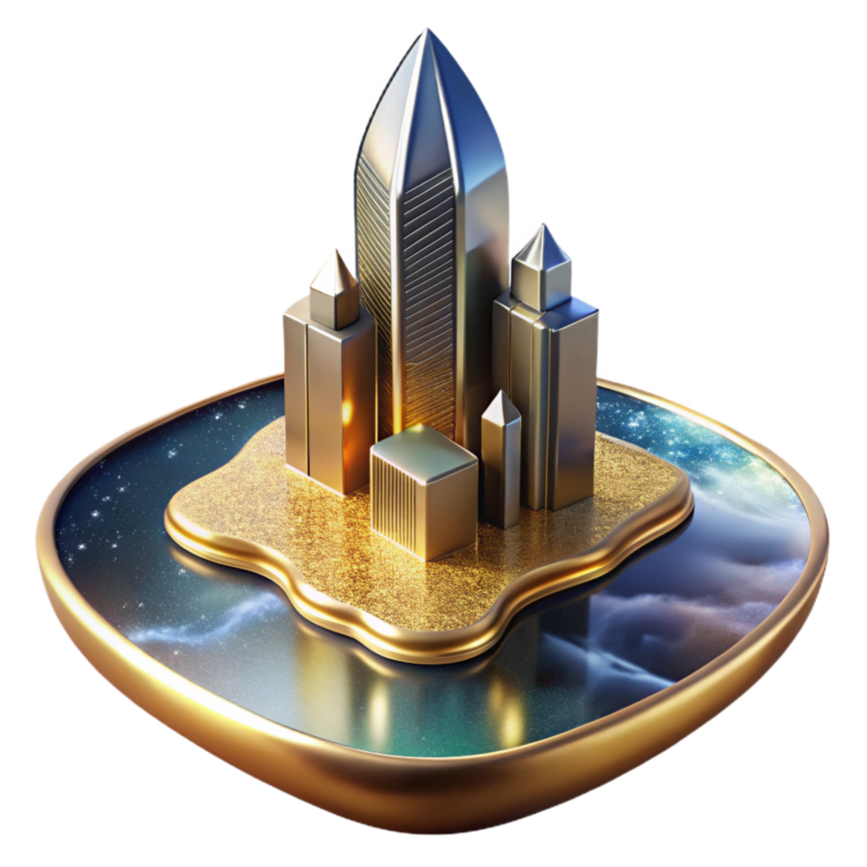 wonderful contemporary Modern Skyscraper Reflection in Puddle Cutout authentic png