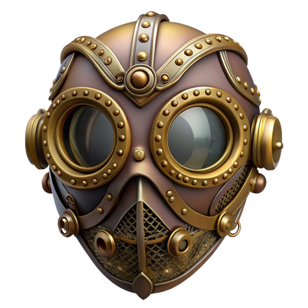 splendid passionate contemporary Steampunk mask with intricate filigree and tinted lenses. NO BACKGROUND with Transparent Background. impeccable png
