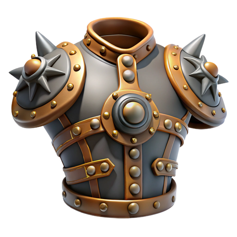 romantic breathtaking Steampunk shoulder pad with spikes and gear embellishments. NO BACKGROUND with Transparent Background. high quality png
