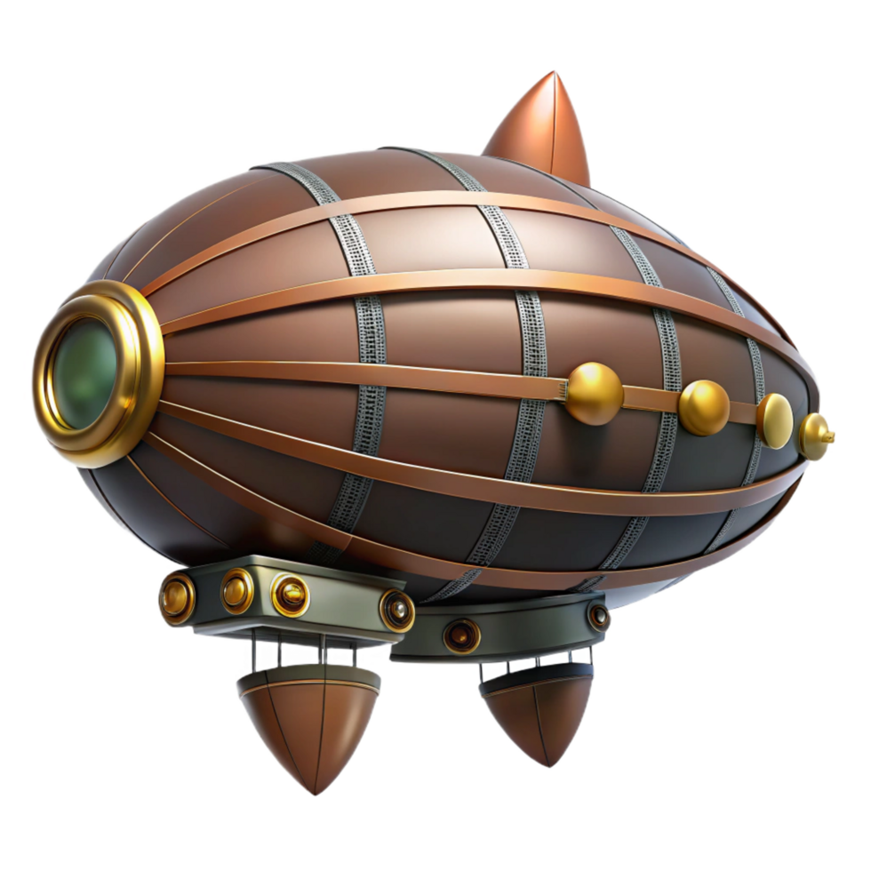 immaculate traditional Steampunk zeppelin, detailed illustration. NO BACKGROUND with Transparent Background. exclusive png