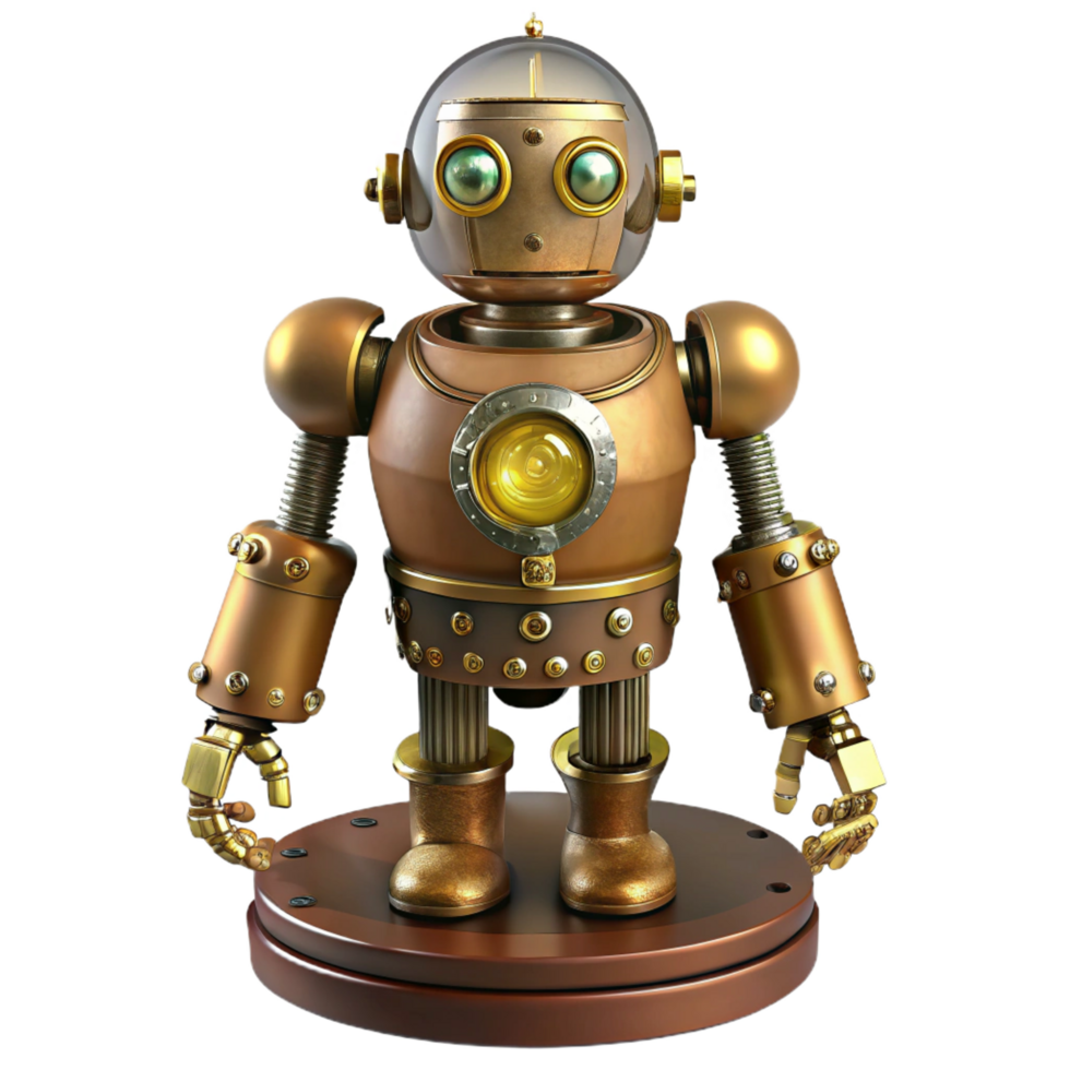 splendid nostalgic gothic Steampunk automaton, intricate clockwork figure. NO BACKGROUND with Transparent Background. exclusive png