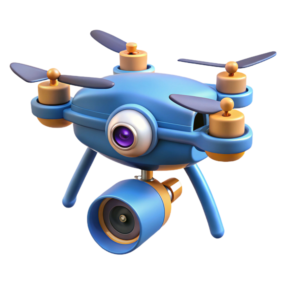 signature gothic Hovering drone with rotating blades and a camera lens. NO BACKGROUND with Transparent Background. gallery standard png