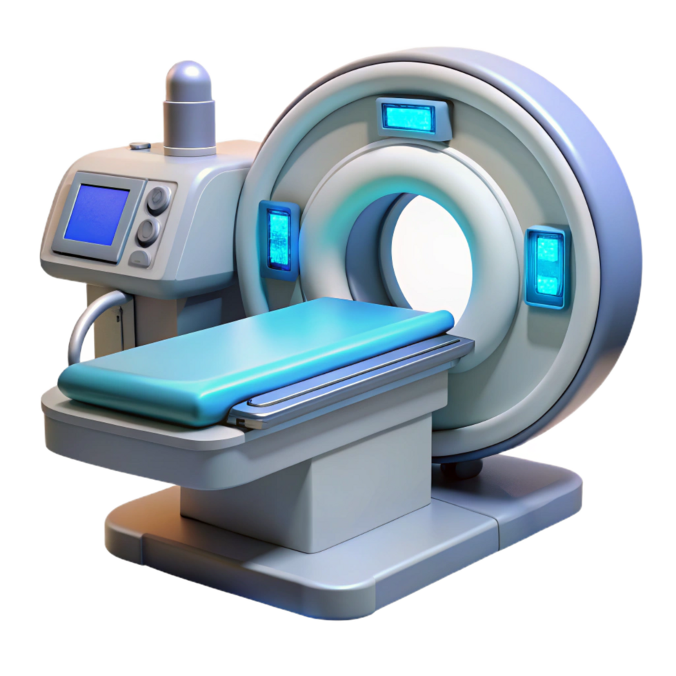 impressive vintage Advanced medical scanner with multiple probes and displays. NO BACKGROUND with Transparent Background. perfect clarity png